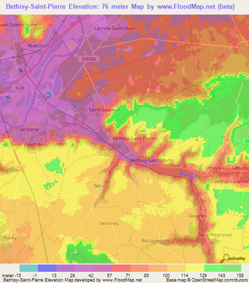 Bethisy-Saint-Pierre,France Elevation Map