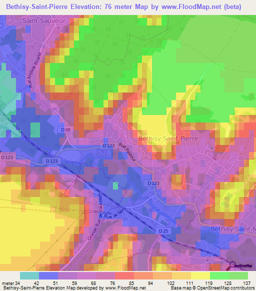 Bethisy-Saint-Pierre,France Elevation Map