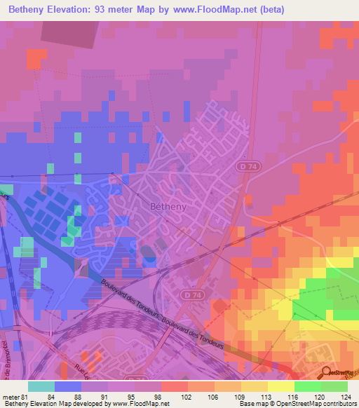 Betheny,France Elevation Map