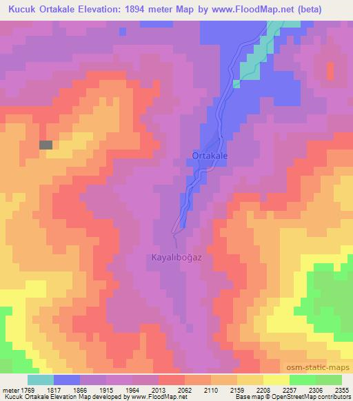 Kucuk Ortakale,Turkey Elevation Map