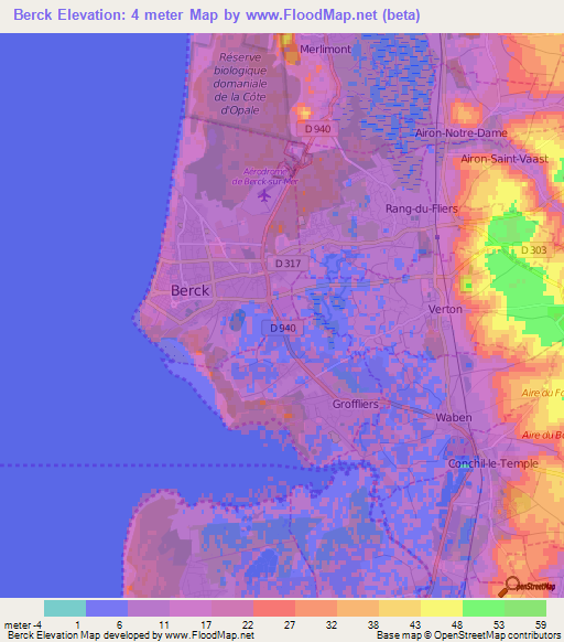 Berck,France Elevation Map