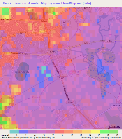 Berck,France Elevation Map