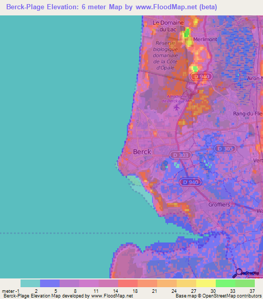 Berck-Plage,France Elevation Map