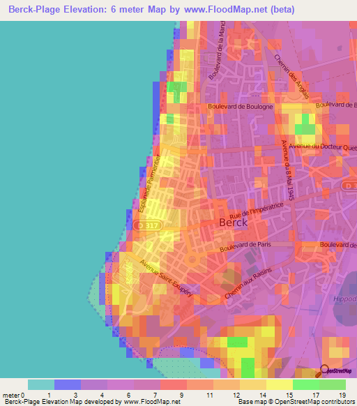 Berck-Plage,France Elevation Map