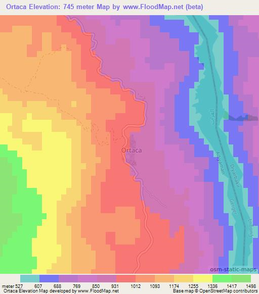 Ortaca,Turkey Elevation Map