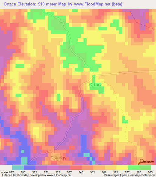 Ortaca,Turkey Elevation Map