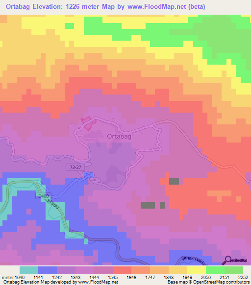 Ortabag,Turkey Elevation Map