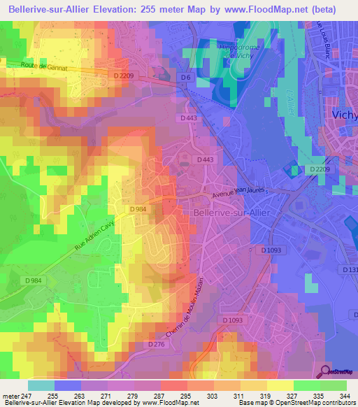 Bellerive-sur-Allier,France Elevation Map