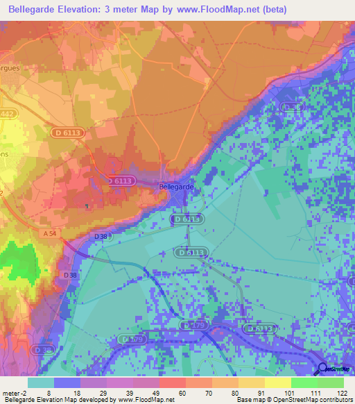 Bellegarde,France Elevation Map