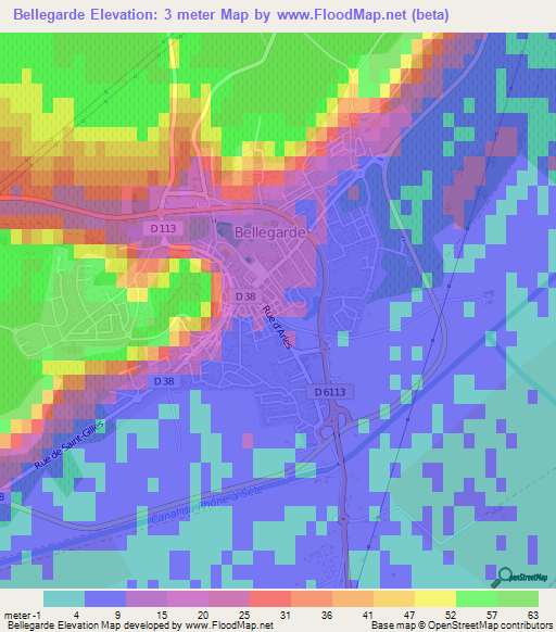 Bellegarde,France Elevation Map