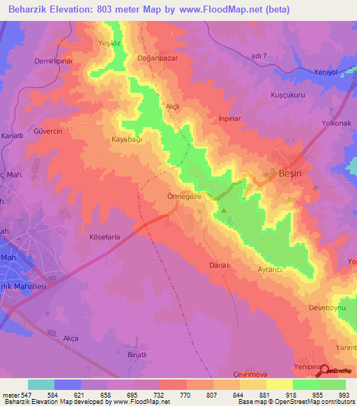 Beharzik,Turkey Elevation Map