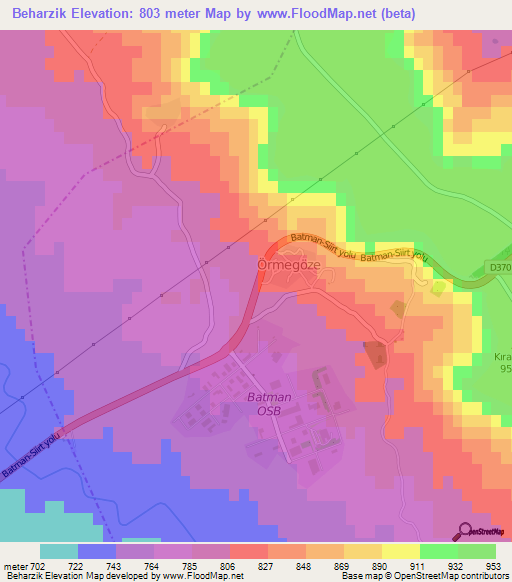 Beharzik,Turkey Elevation Map