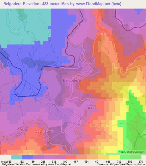 Belgodere,France Elevation Map