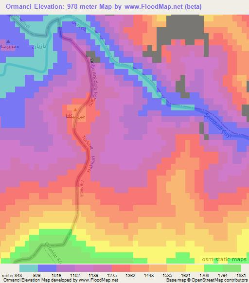 Ormanci,Turkey Elevation Map