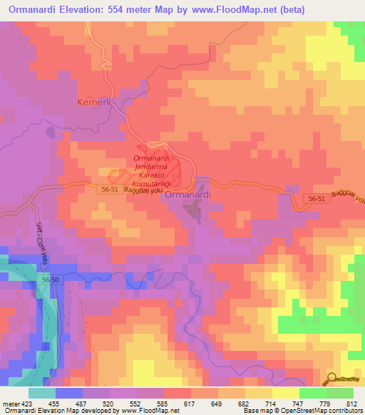 Ormanardi,Turkey Elevation Map