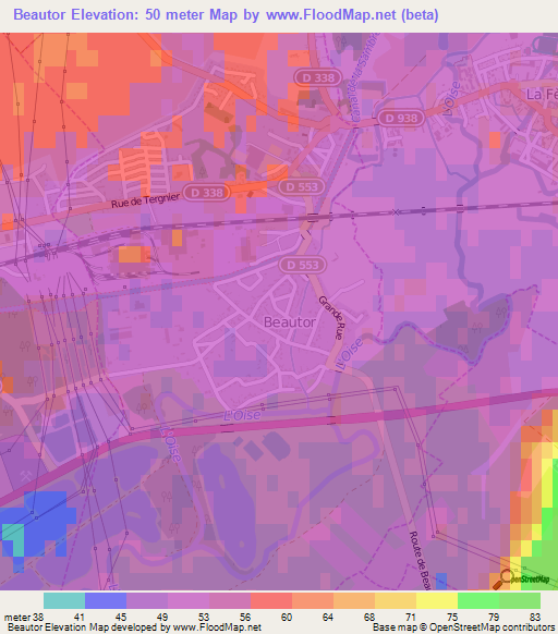 Beautor,France Elevation Map