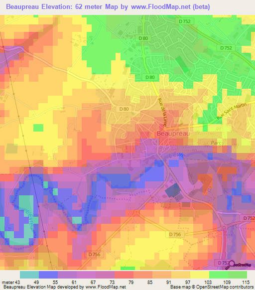 Beaupreau,France Elevation Map