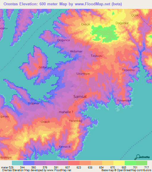 Orentas,Turkey Elevation Map