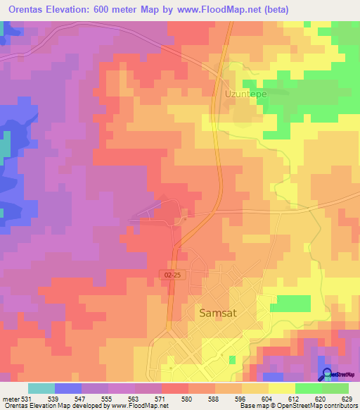 Orentas,Turkey Elevation Map