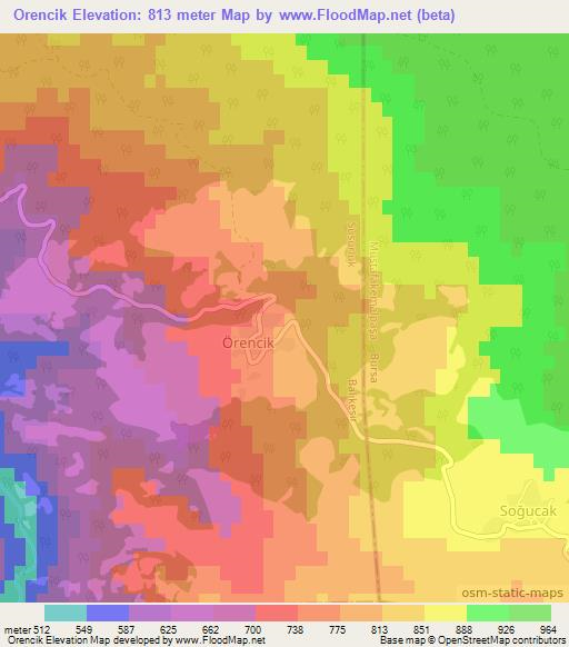 Orencik,Turkey Elevation Map