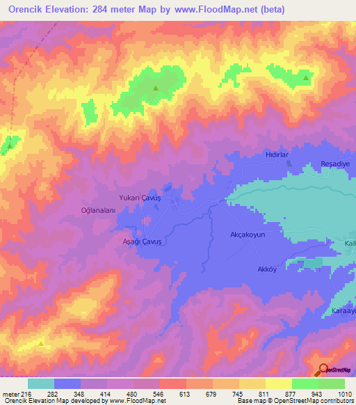 Orencik,Turkey Elevation Map