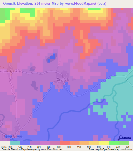 Orencik,Turkey Elevation Map