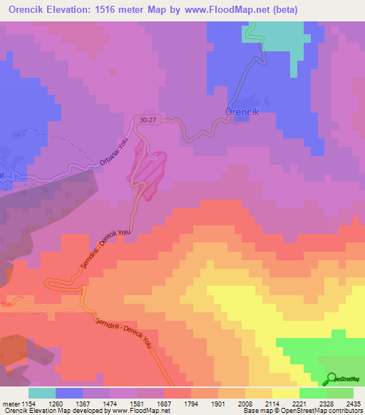 Orencik,Turkey Elevation Map