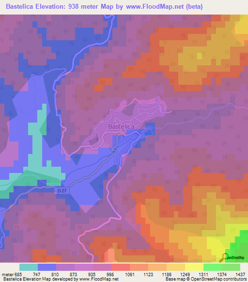 Bastelica,France Elevation Map