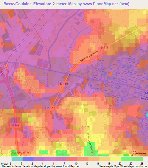 Basse-Goulaine,France Elevation Map