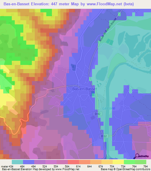 Bas-en-Basset,France Elevation Map