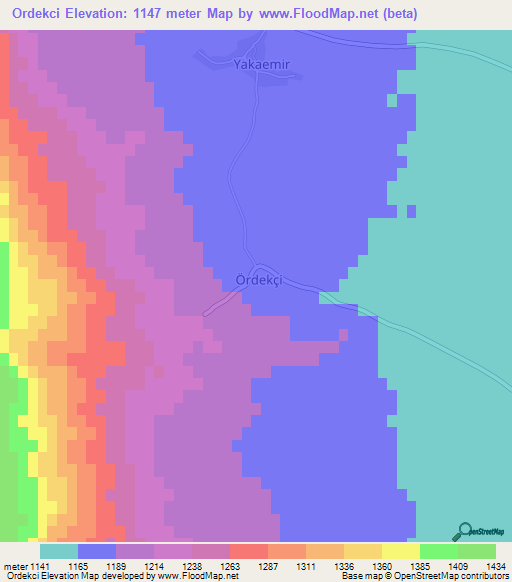 Ordekci,Turkey Elevation Map