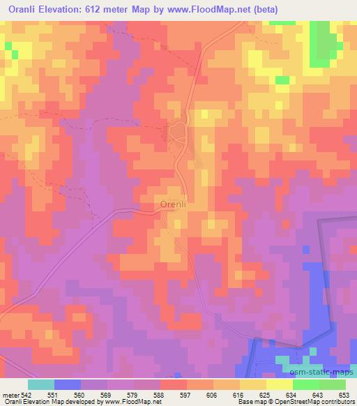 Oranli,Turkey Elevation Map