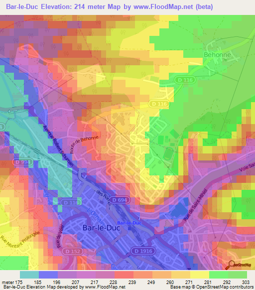 Bar-le-Duc,France Elevation Map