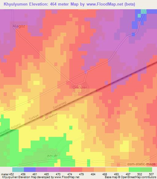 Khyulyumen,Turkey Elevation Map