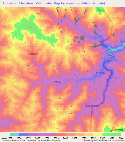 Onbasilar,Turkey Elevation Map