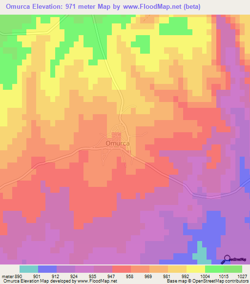 Omurca,Turkey Elevation Map