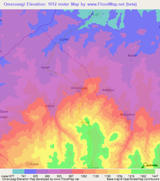 Omerusagi,Turkey Elevation Map