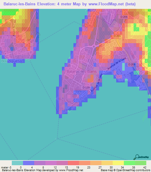 Balaruc-les-Bains,France Elevation Map