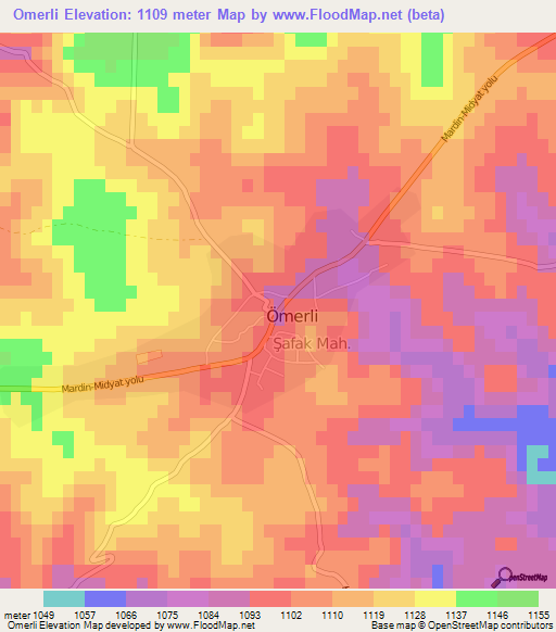 Omerli,Turkey Elevation Map