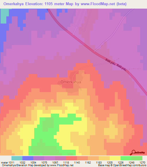 Omerkahya,Turkey Elevation Map