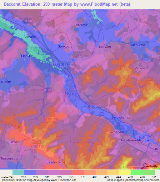 Baccarat,France Elevation Map