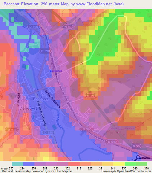 Baccarat,France Elevation Map