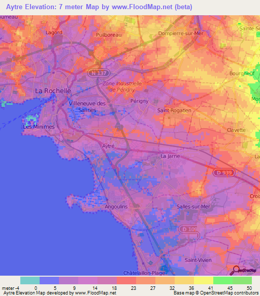 Aytre,France Elevation Map