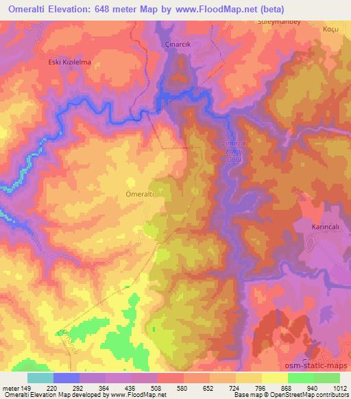 Omeralti,Turkey Elevation Map