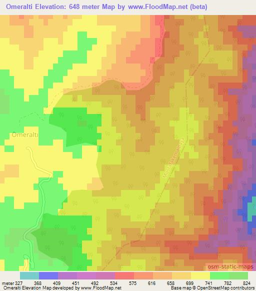 Omeralti,Turkey Elevation Map