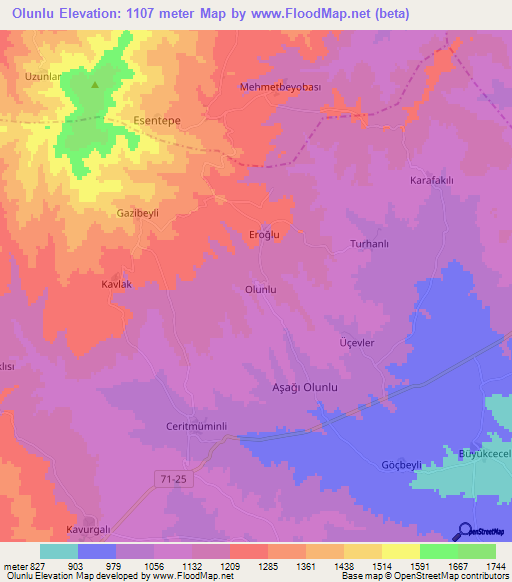 Olunlu,Turkey Elevation Map