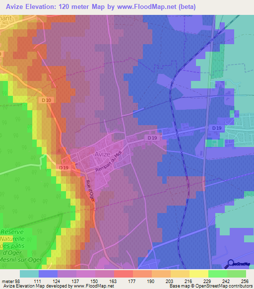 Avize,France Elevation Map