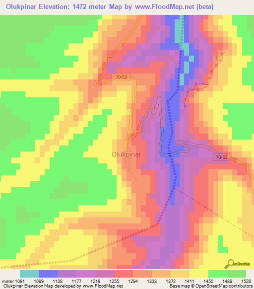 Olukpinar,Turkey Elevation Map