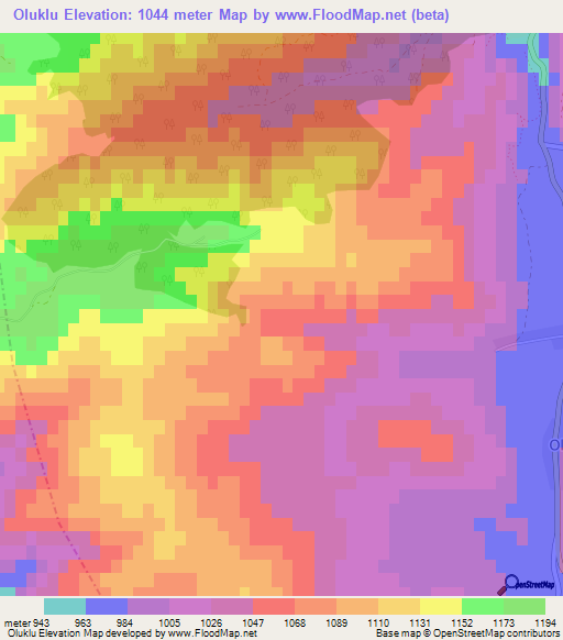 Oluklu,Turkey Elevation Map