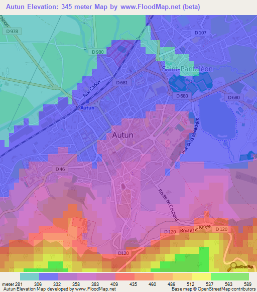 Autun,France Elevation Map